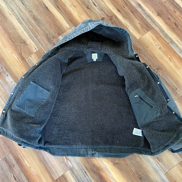 Carhartt Men's Sherpa Sandstone Hooded Jacket J284 - Picture 3 of 7